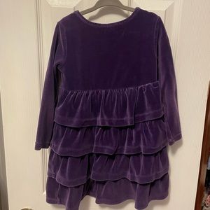 Hanna purple velour dress with ruffle